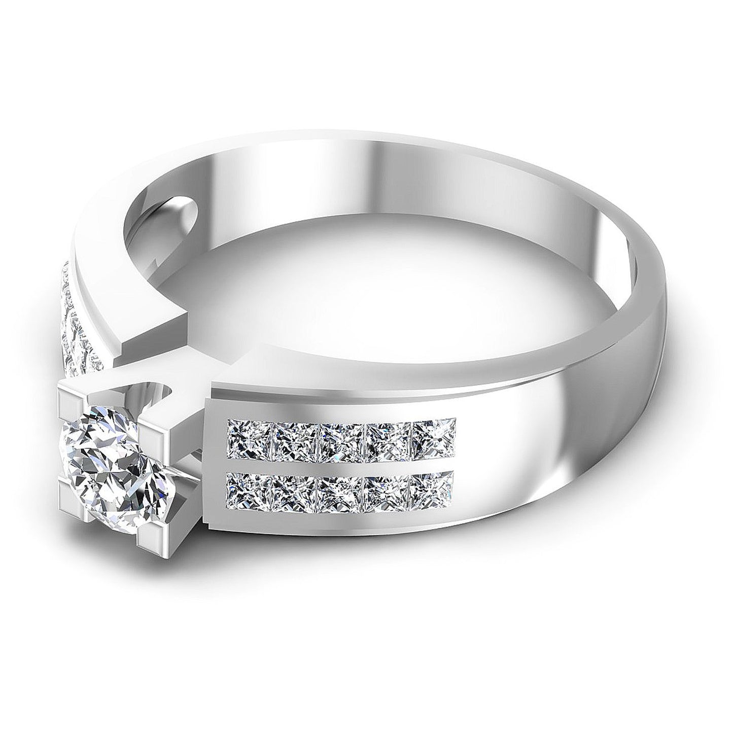 0.85CT Round And Princess Cut Diamonds Engagement Rings