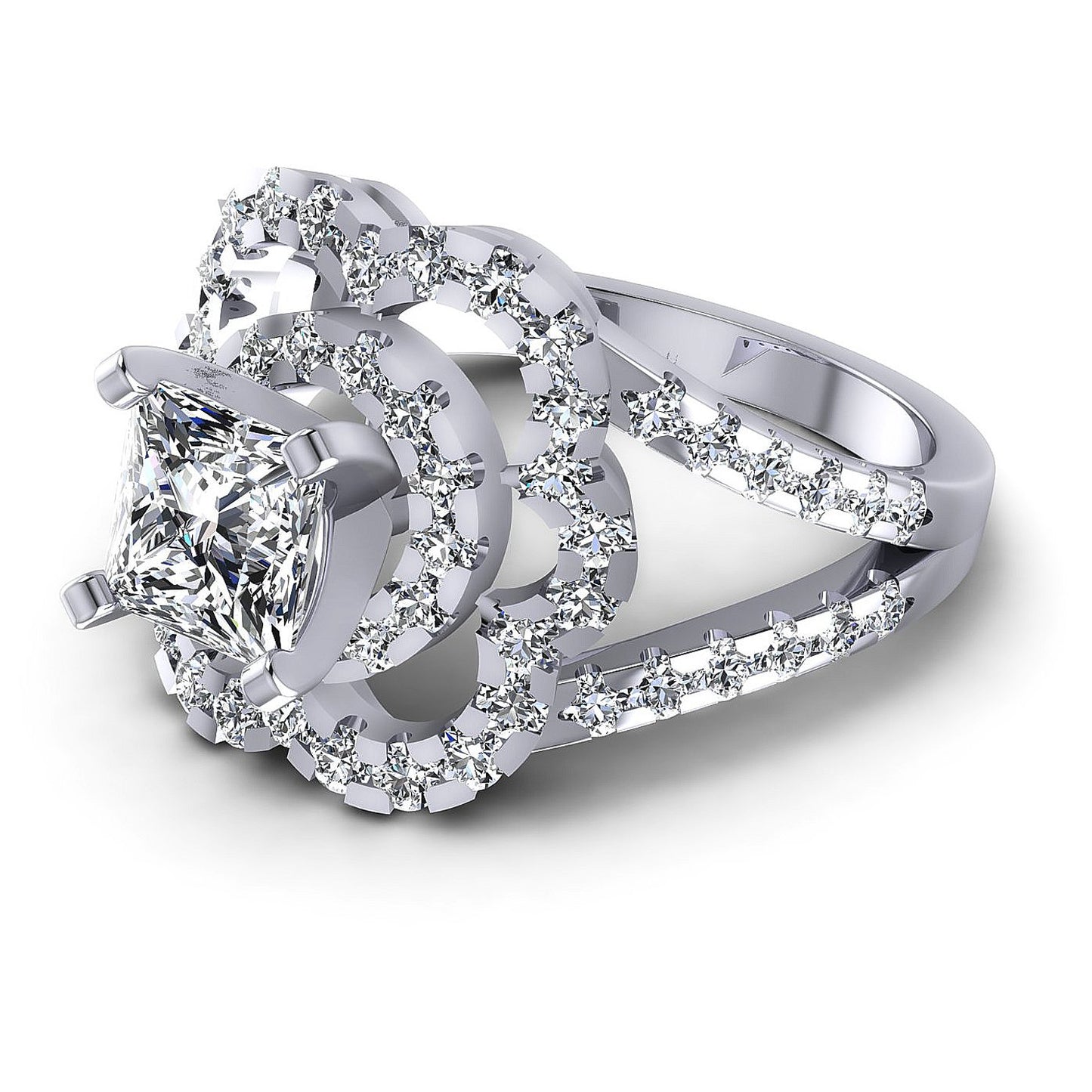 1.30CT Princess And Round Cut Diamonds Engagement Rings