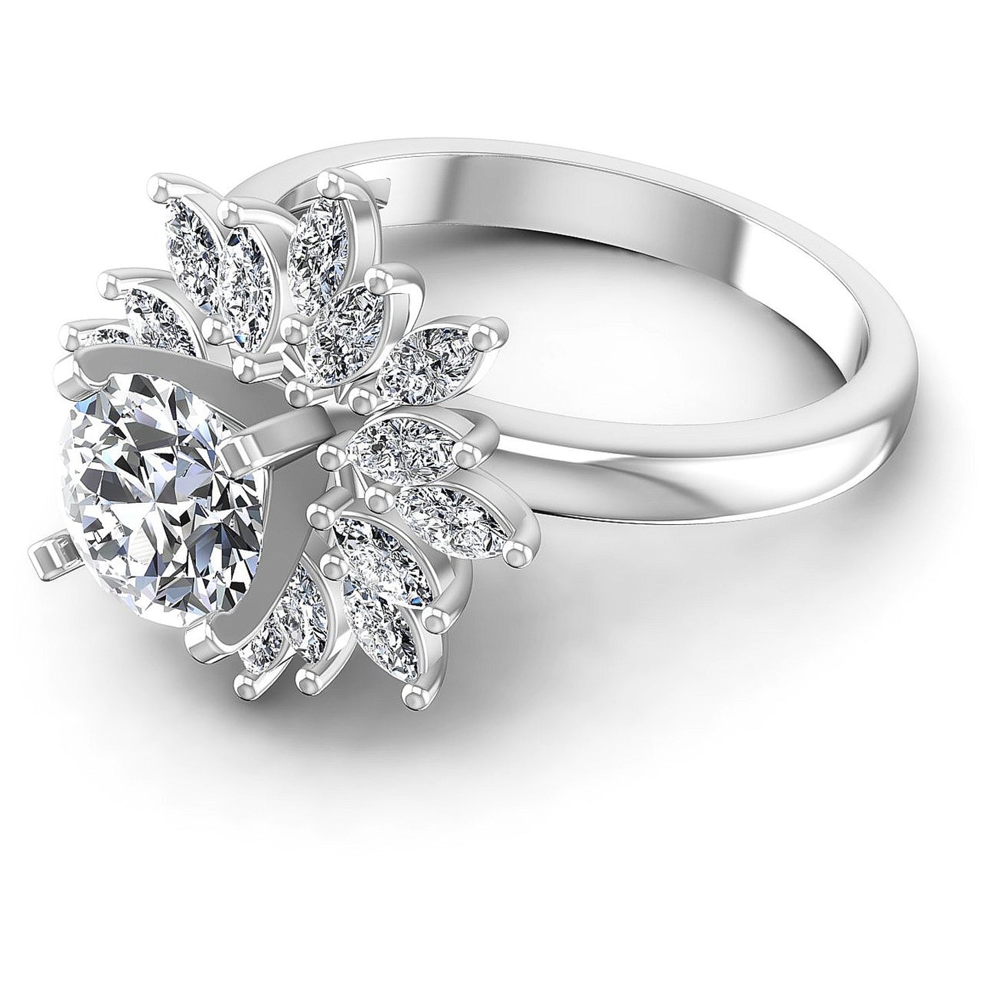 1.05CT Round And Marquise Cut Diamonds Engagement Rings