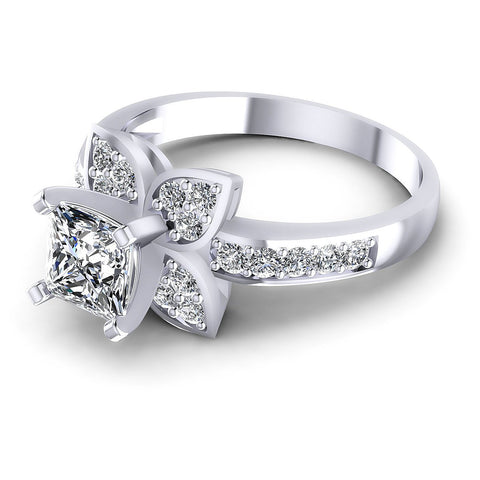 0.75CT Princess And Round  Cut Diamonds Engagement Rings