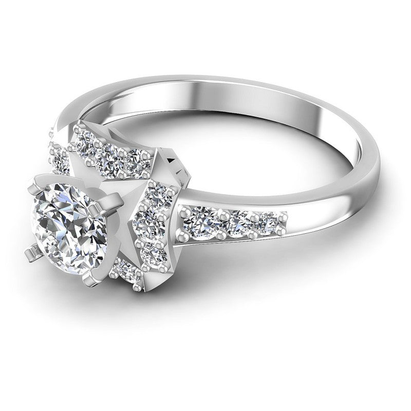 Round Diamonds 0.85CT Halo Ring in 14KT Rose Gold