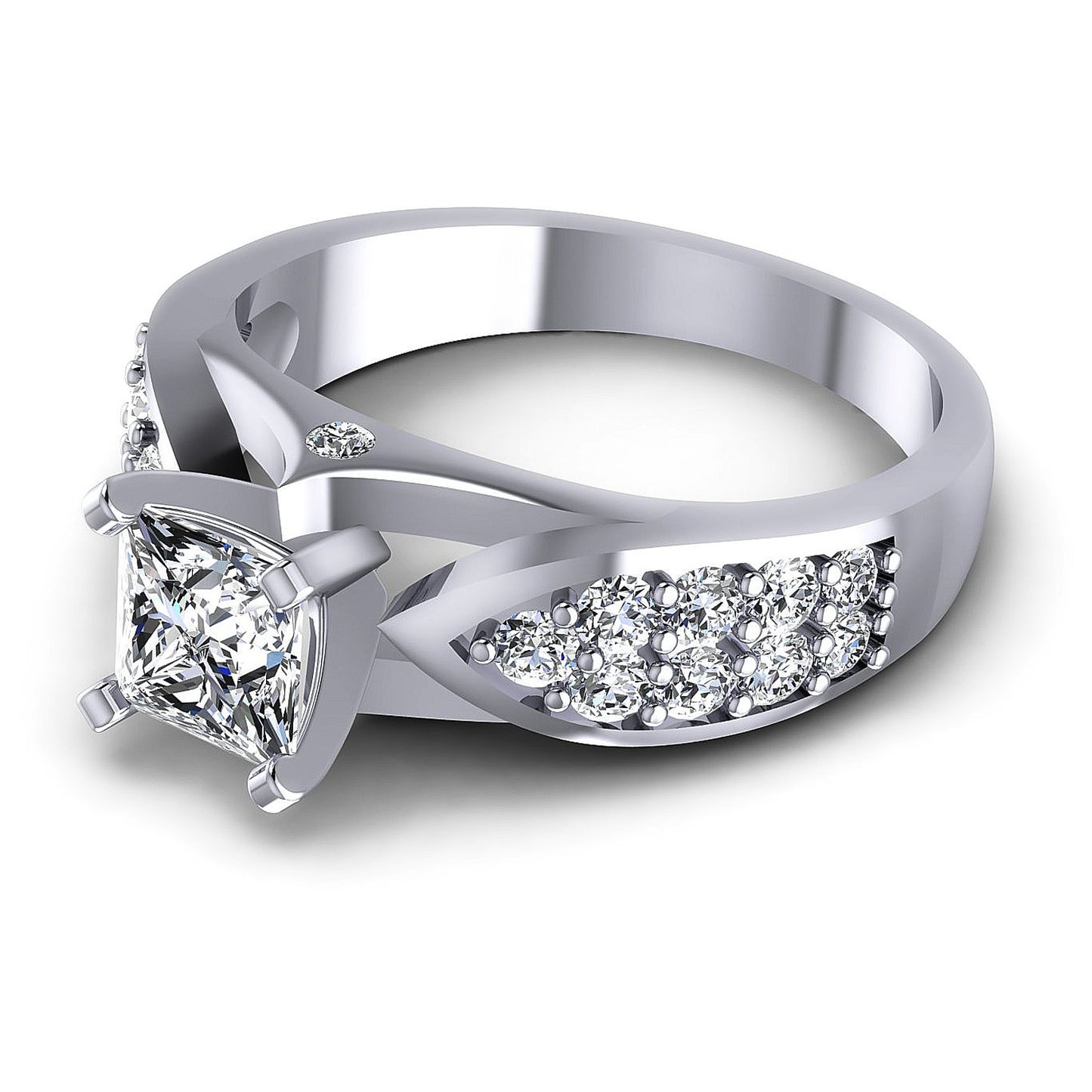0.95CT Princess And Round Cut Diamonds Engagement Rings