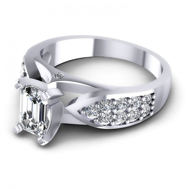 Round and Emerald Diamonds 0.95CT Engagement Ring in 14KT Rose Gold