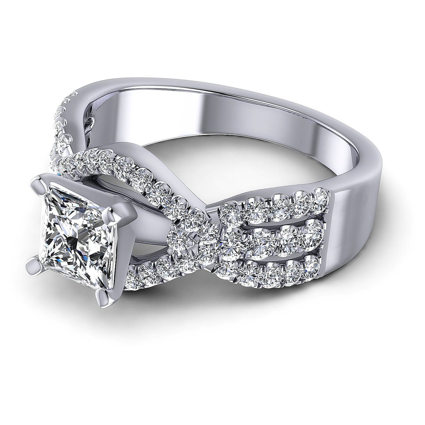 1.00CT Princess And Round Cut Diamonds Engagement Rings