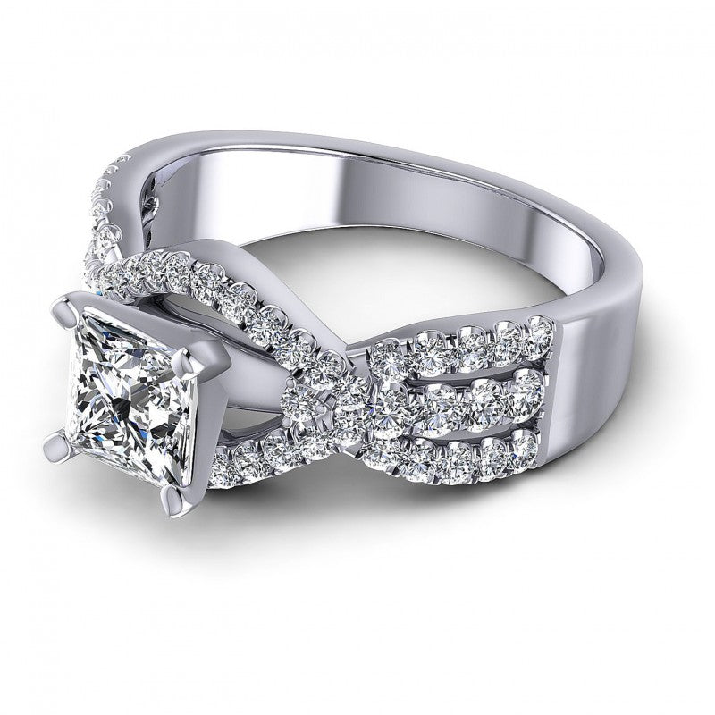 Princess and Round Diamonds 1.00CT Engagement Ring in 14KT Rose Gold
