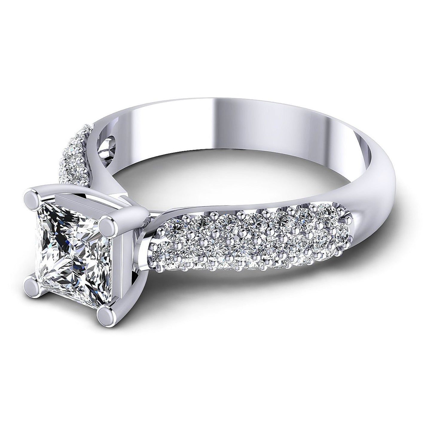 0.80CT Princess And Round Cut Diamonds Engagement Rings