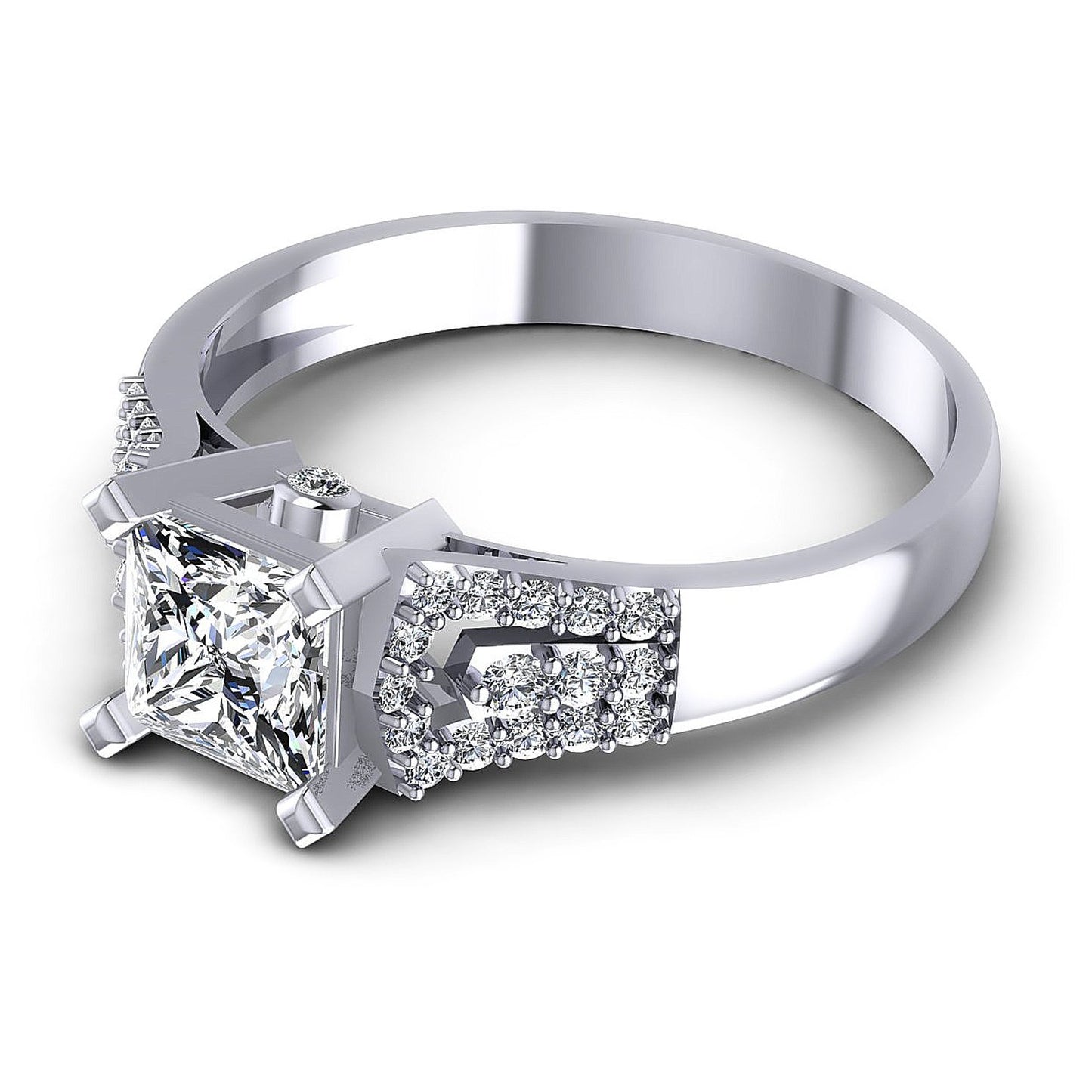 0.65CT Princess And Round Cut Diamonds Engagement Rings