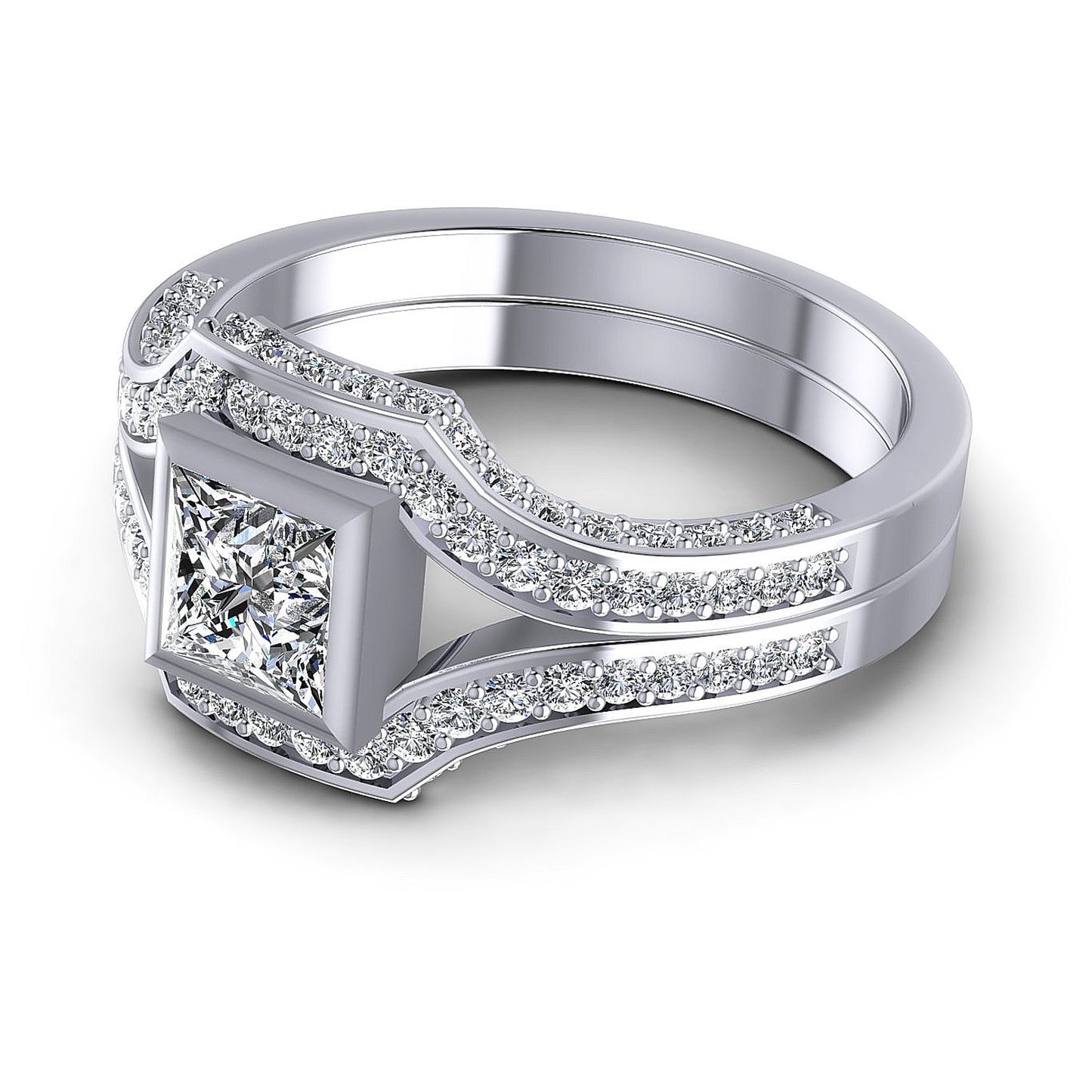1.15CT Princess And Round And Triangle Cut Diamonds Engagement Rings