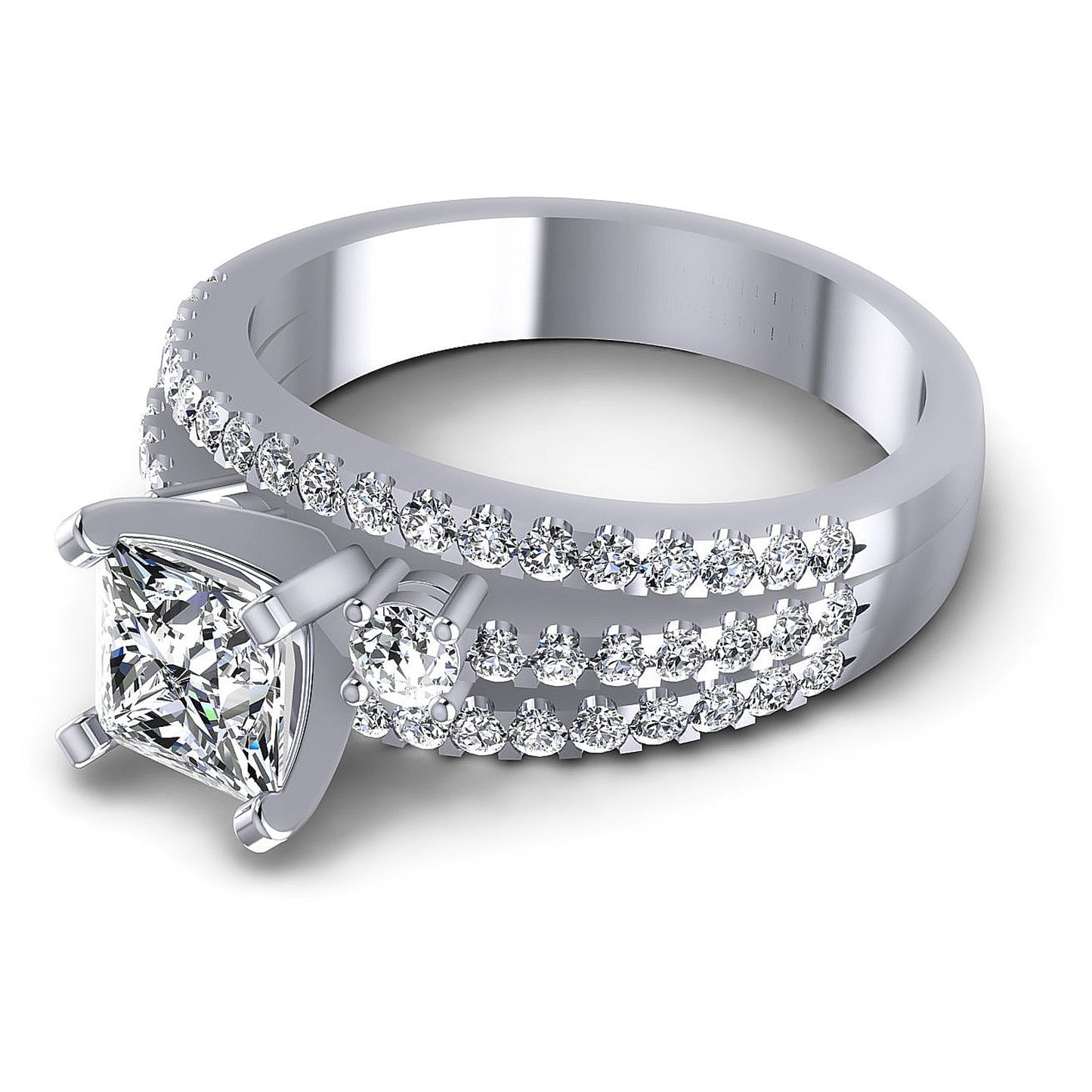 0.95CT Princess And Round Cut Diamonds Engagement Rings