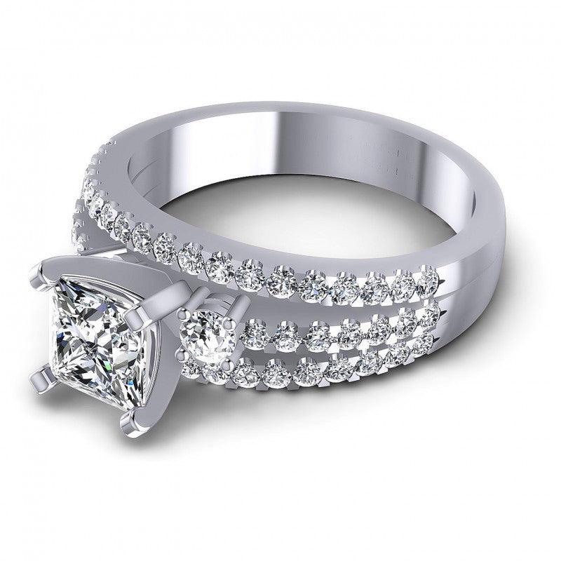 Princess and Round Diamonds 0.95CT Engagement Ring in 14KT Rose Gold