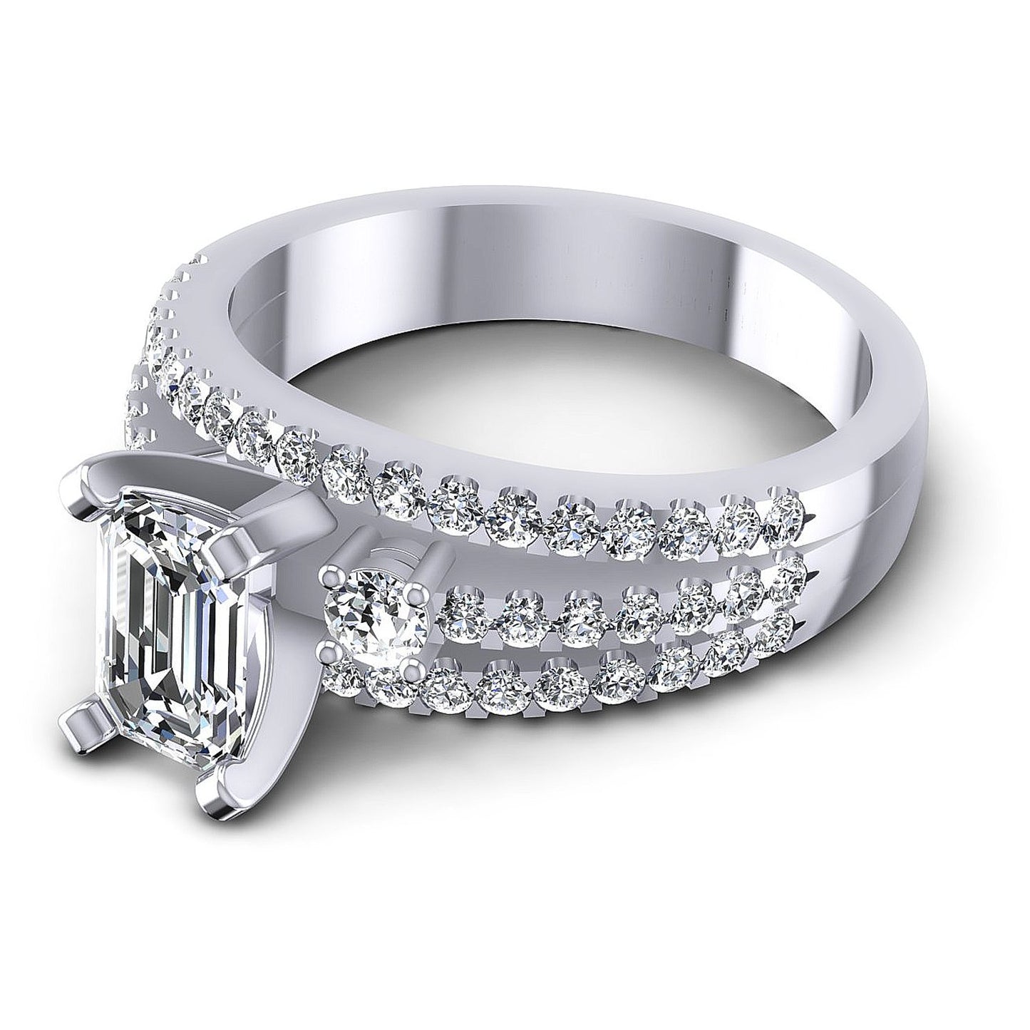 0.95CT Emerald And Round Cut Diamonds Engagement Rings