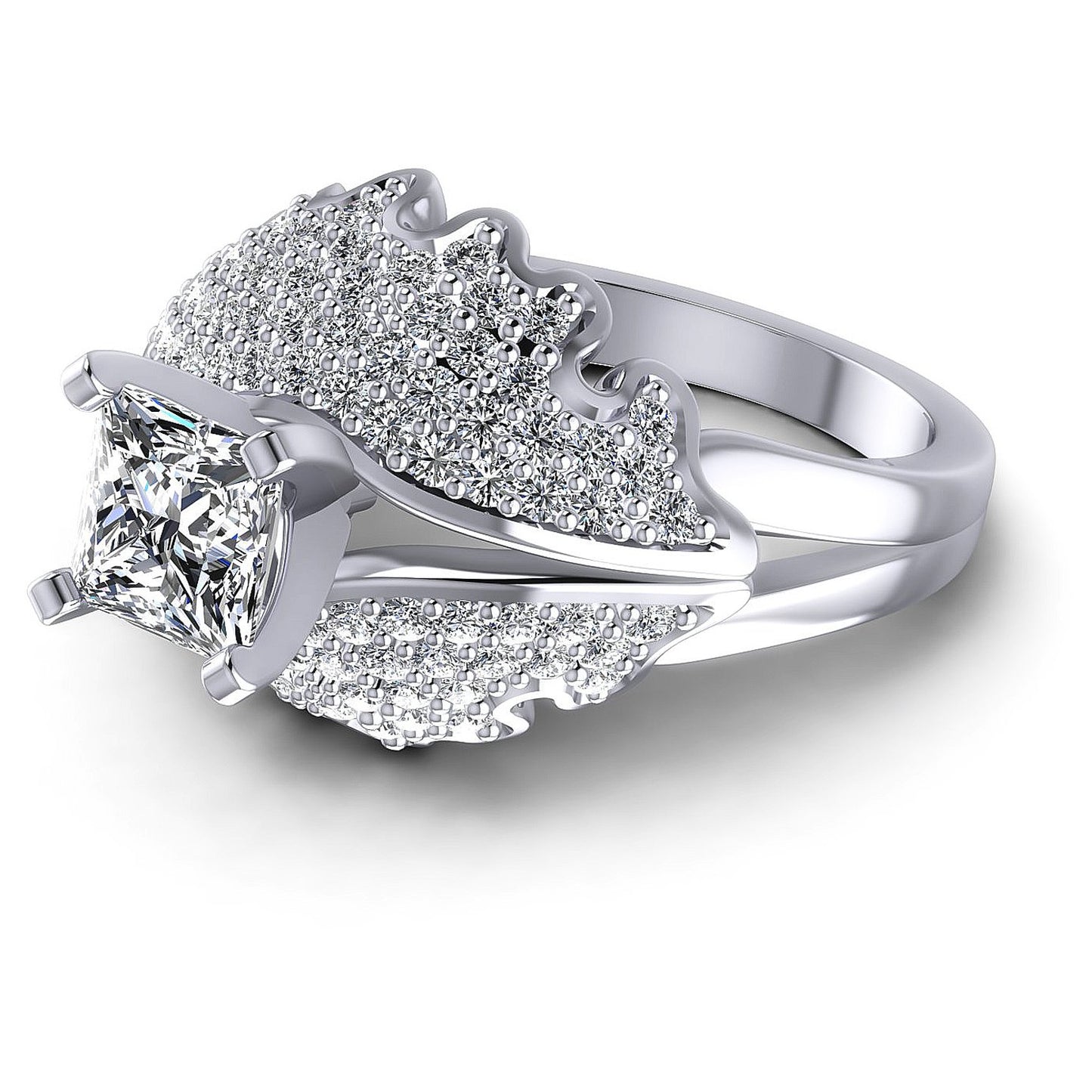 1.00CT Princess And Round Cut Diamonds Engagement Rings