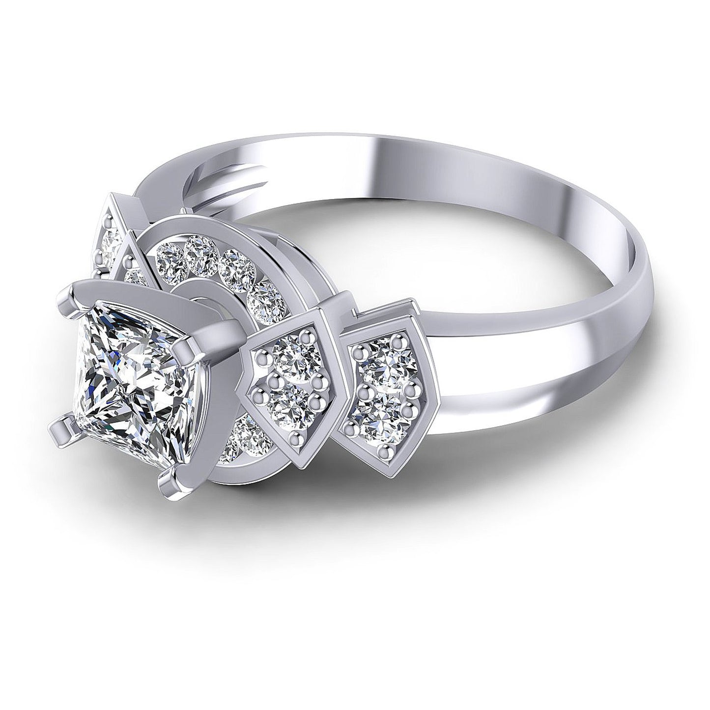 0.75CT Princess And Round Cut Diamonds Engagement Rings