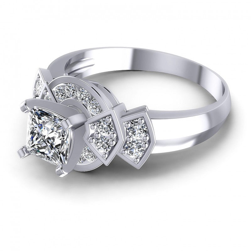 Princess and Round Diamonds 0.75CT Engagement Ring in 14KT Rose Gold