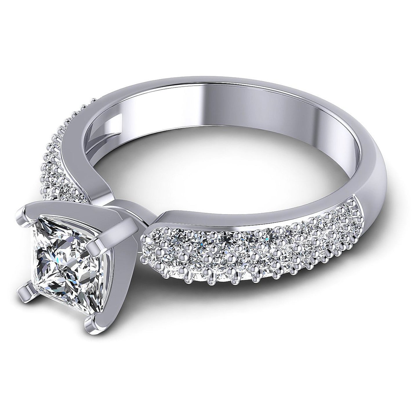 0.90CT Princess And Round Cut Diamonds Engagement Rings