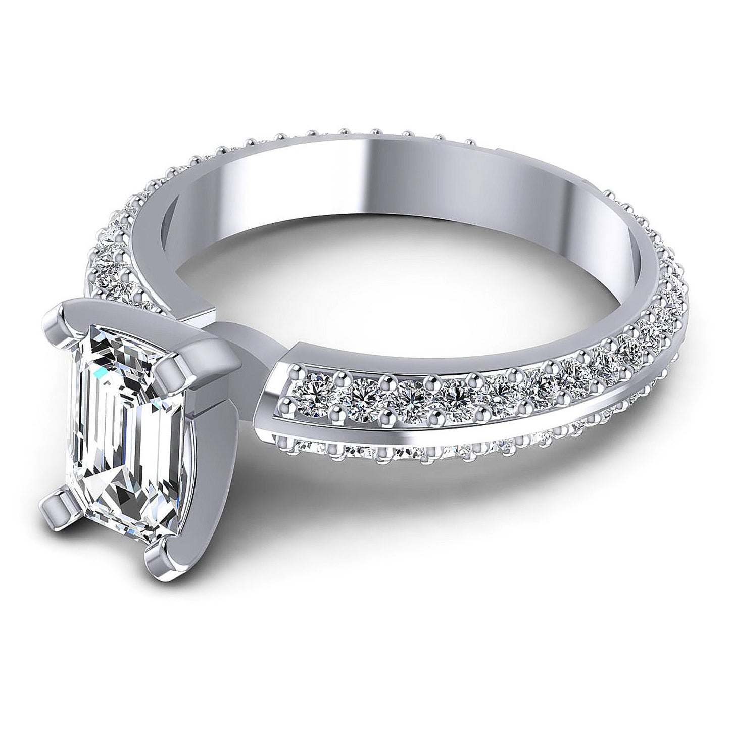 1.15CT Emerald And Round Cut Diamonds Engagement Rings