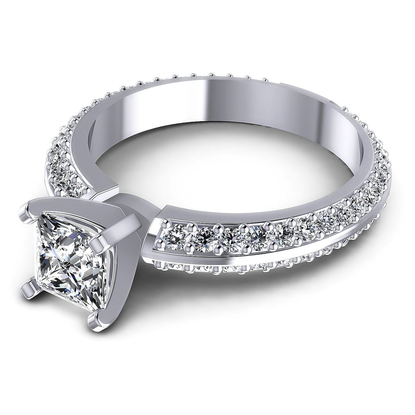 1.15CT Princess And Round Cut Diamonds Engagement Rings