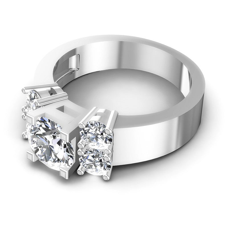 Round Cut Diamonds Engagement Ring in 14KT Rose Gold