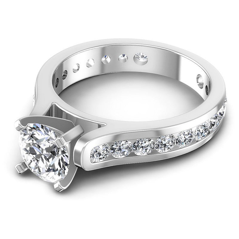 Round Cut Diamonds Engagement Ring in 14KT Rose Gold