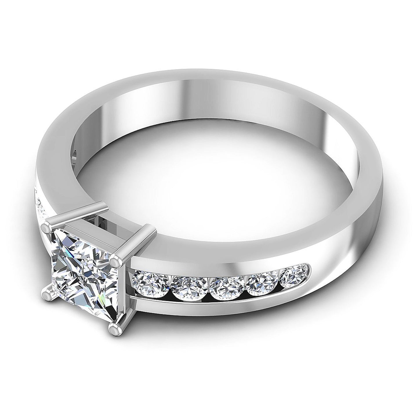 0.75CT Princess And Round Cut Diamonds Engagement Rings