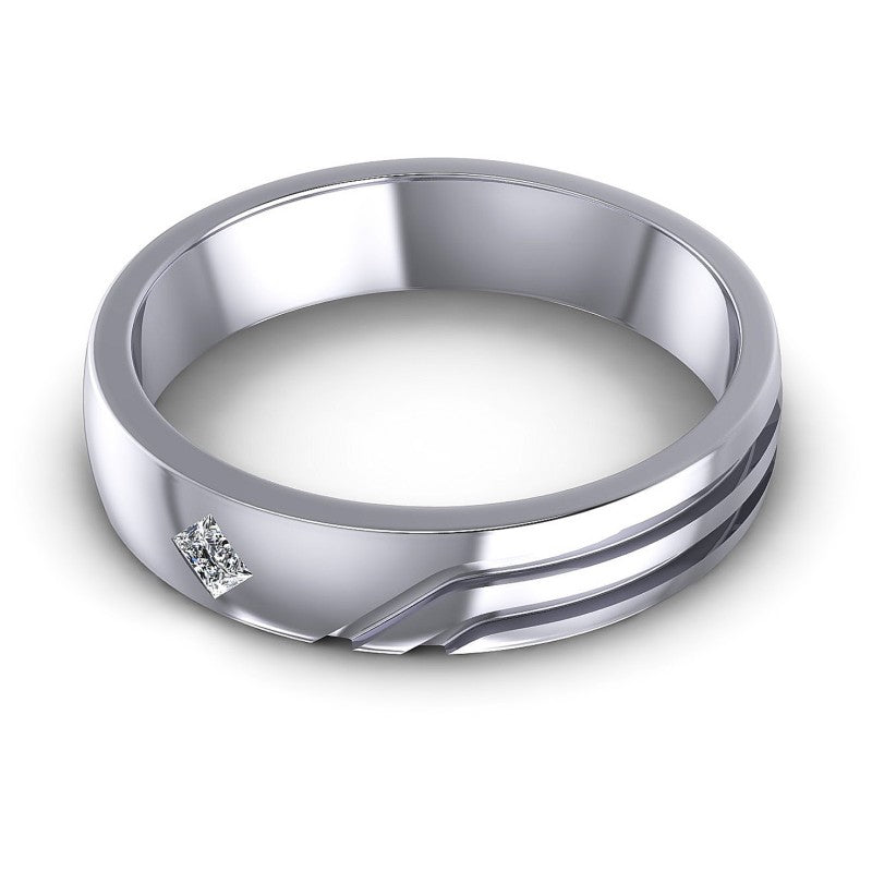 Triangle Cut Diamonds Mens Ring in 14KT Rose Gold