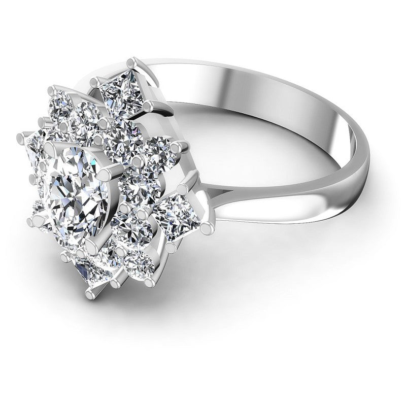 Princess and Round and Oval Diamonds 1.65CT Halo Ring in 14KT Rose Gold