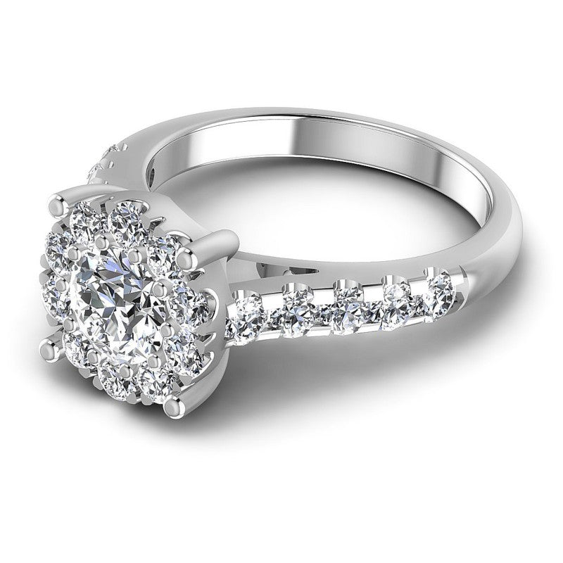 Round Diamonds 1.20CT Halo Ring in 14KT Rose Gold