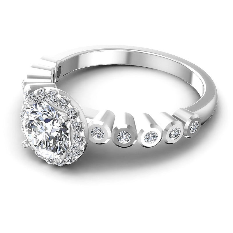 Round Diamonds 0.65CT Halo Ring in 14KT Rose Gold