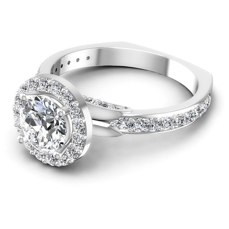 Round Diamonds 1.30CT Halo Ring in 14KT Rose Gold