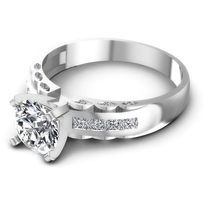 Princess and Round Diamonds 0.70CT Engagement Ring in 14KT Rose Gold