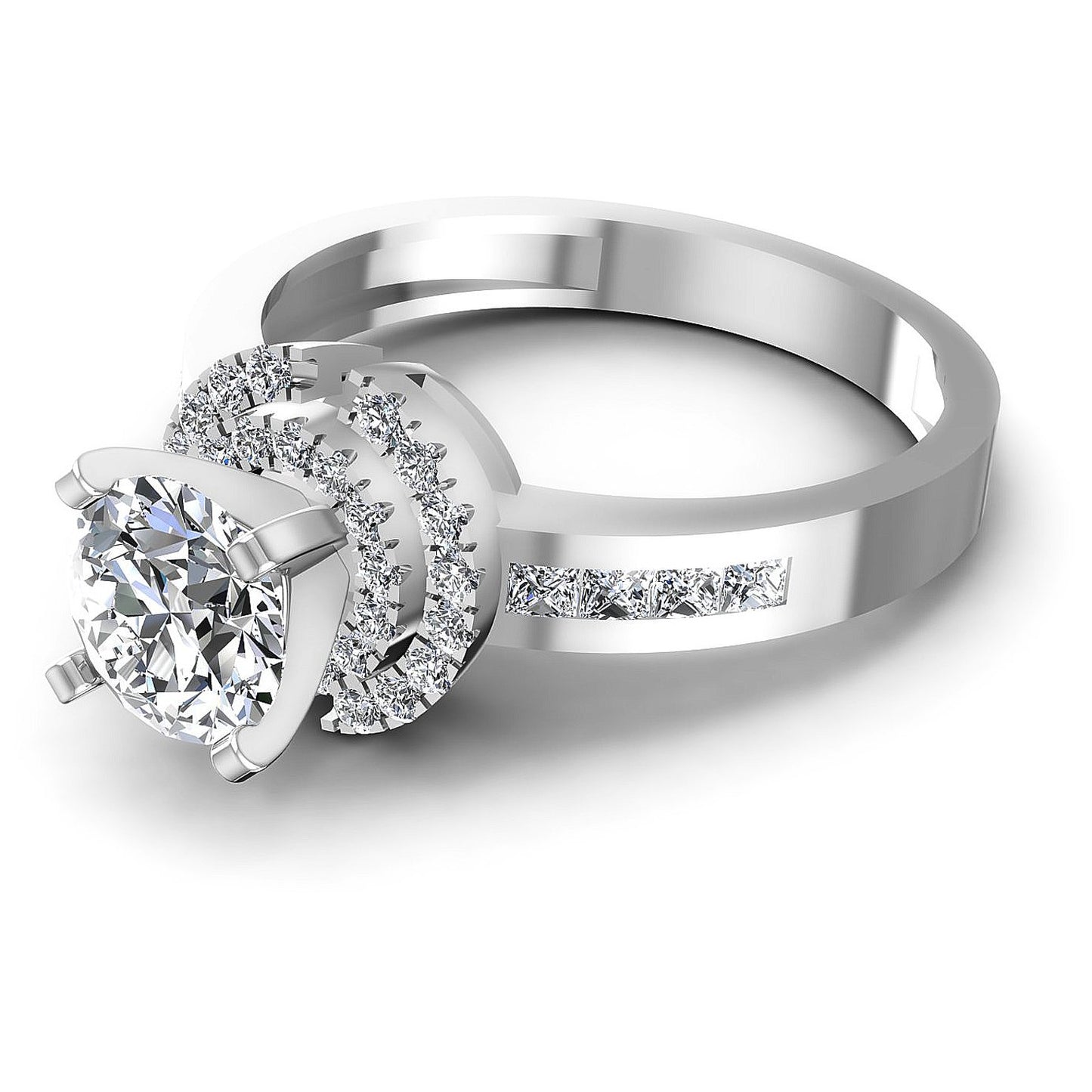 0.90CT Round And Princess Cut Diamonds Engagement Rings