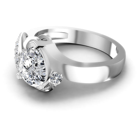 0.70CT Pear And Round  Cut Diamonds Engagement Rings