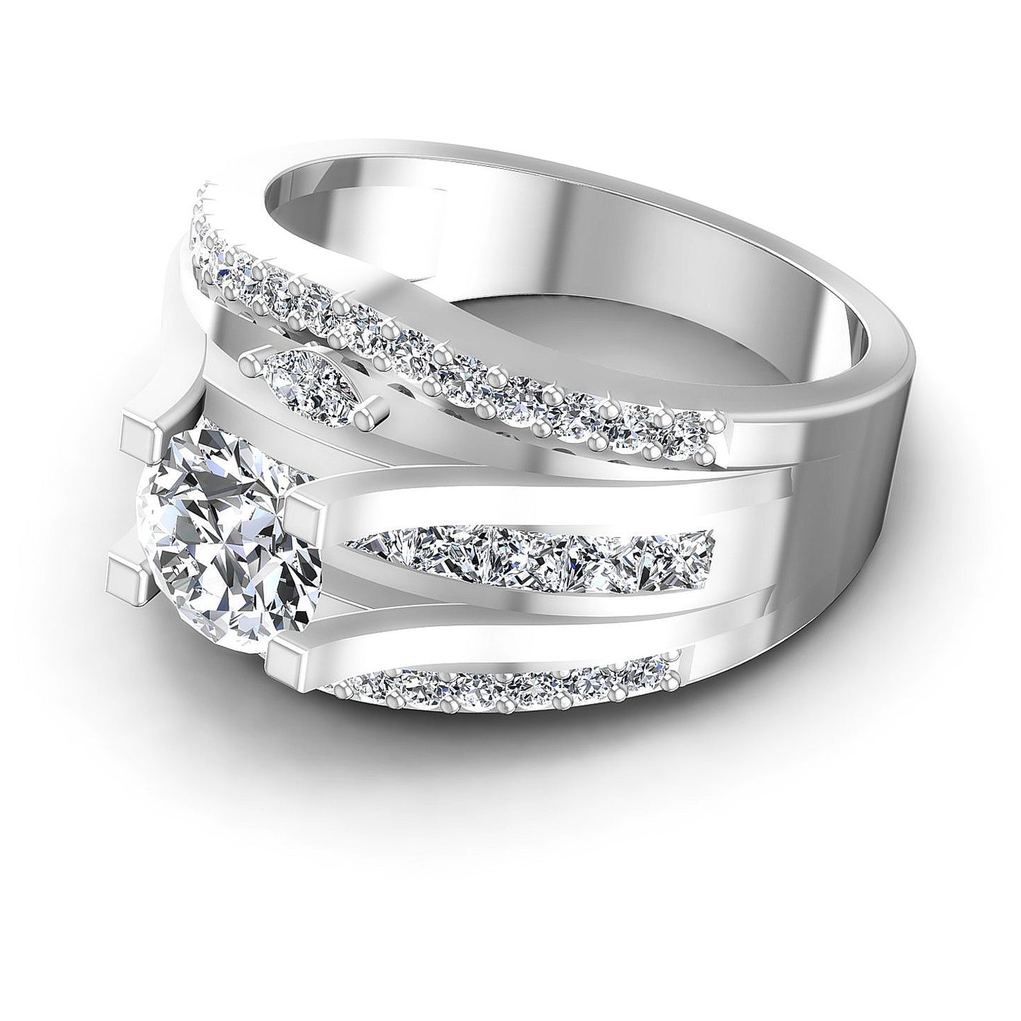 1.40CT Round And Princess And Marquise Cut Diamonds Engagement Rings