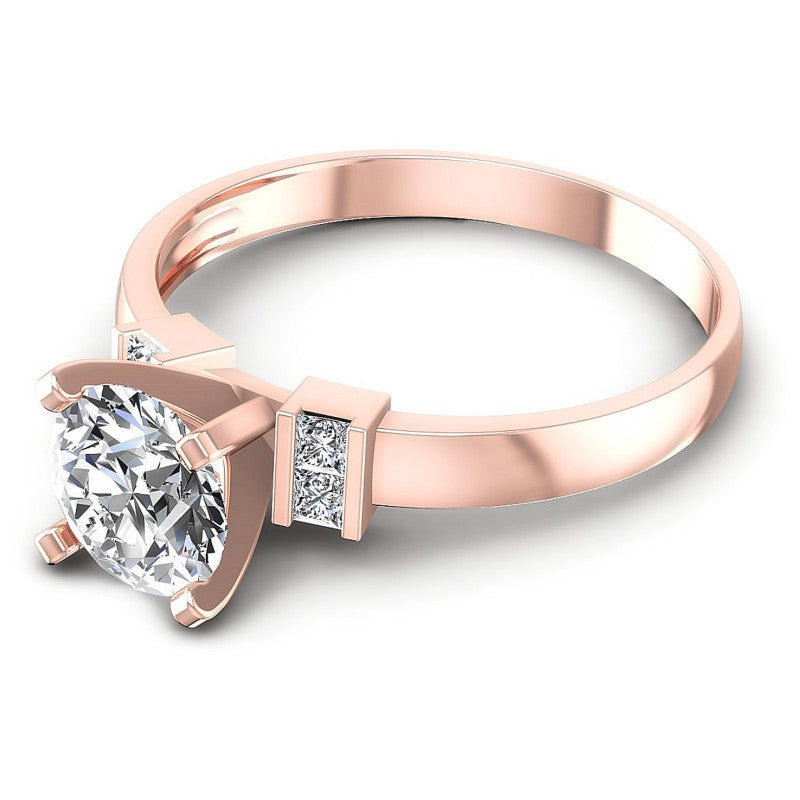 Princess and Round Diamonds 0.50CT Engagement Ring in 18KT Rose Gold