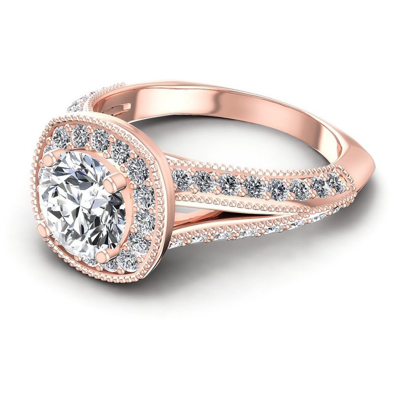 Round Diamonds 1.10CT Antique Ring in 18KT Rose Gold