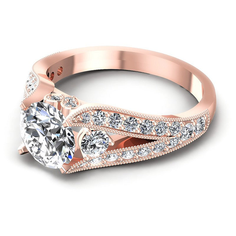 Round Diamonds 1.15CT Antique Ring in 18KT Rose Gold