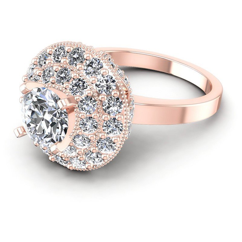 Round Diamonds 1.90CT Antique Ring in 18KT Rose Gold