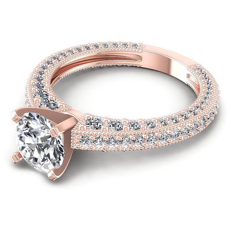 Round Diamonds 1.65CT Antique Ring in 18KT Rose Gold