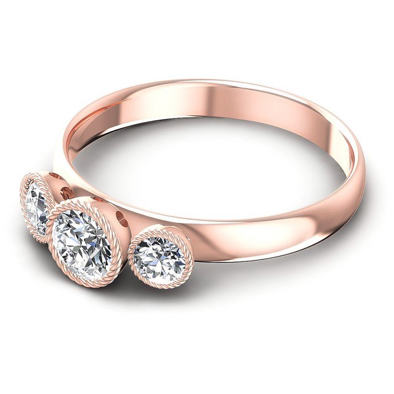 Round Diamonds 0.70CT Three Stone Ring in 18KT Rose Gold