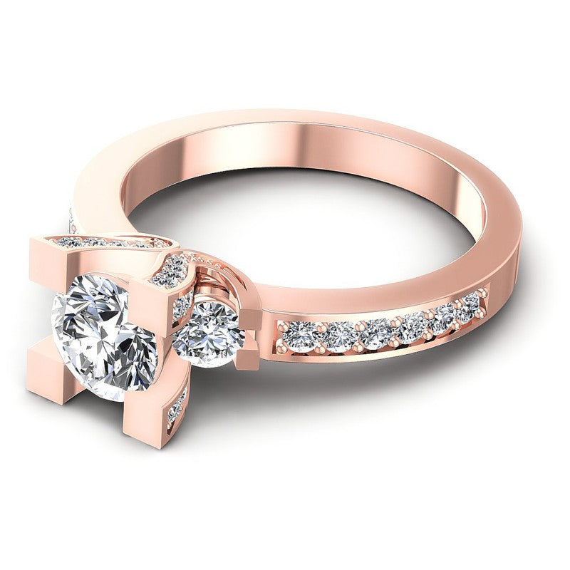 Round Diamonds 1.40CT Three Stone Ring in 18KT Rose Gold