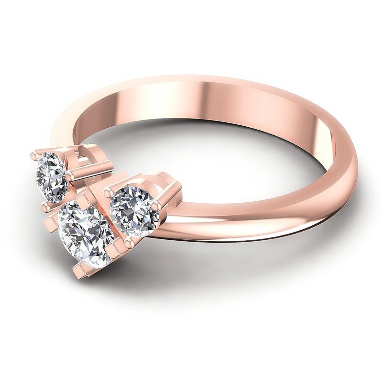 Round Diamonds 0.45CT Three Stone Ring in 18KT Rose Gold