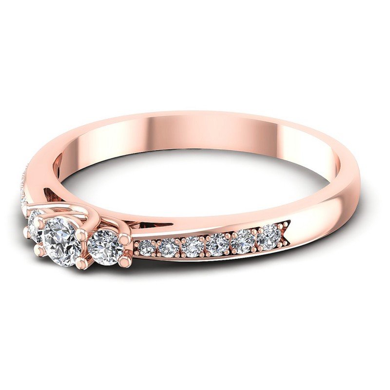 Round Diamonds 0.45CT Three Stone Ring in 18KT Rose Gold
