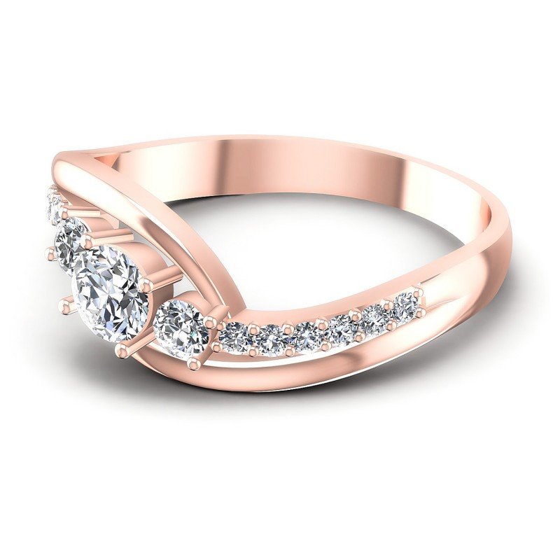 Round Diamonds 0.55CT Three Stone Ring in 18KT Rose Gold