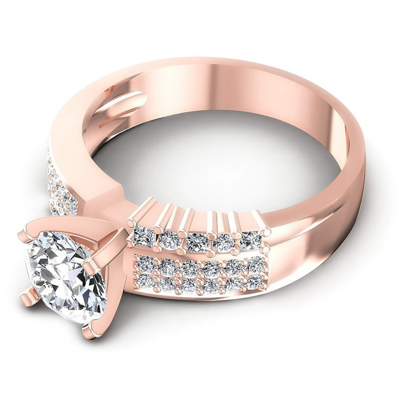 Princess and Round Diamonds 0.80CT Engagement Ring in 18KT Rose Gold