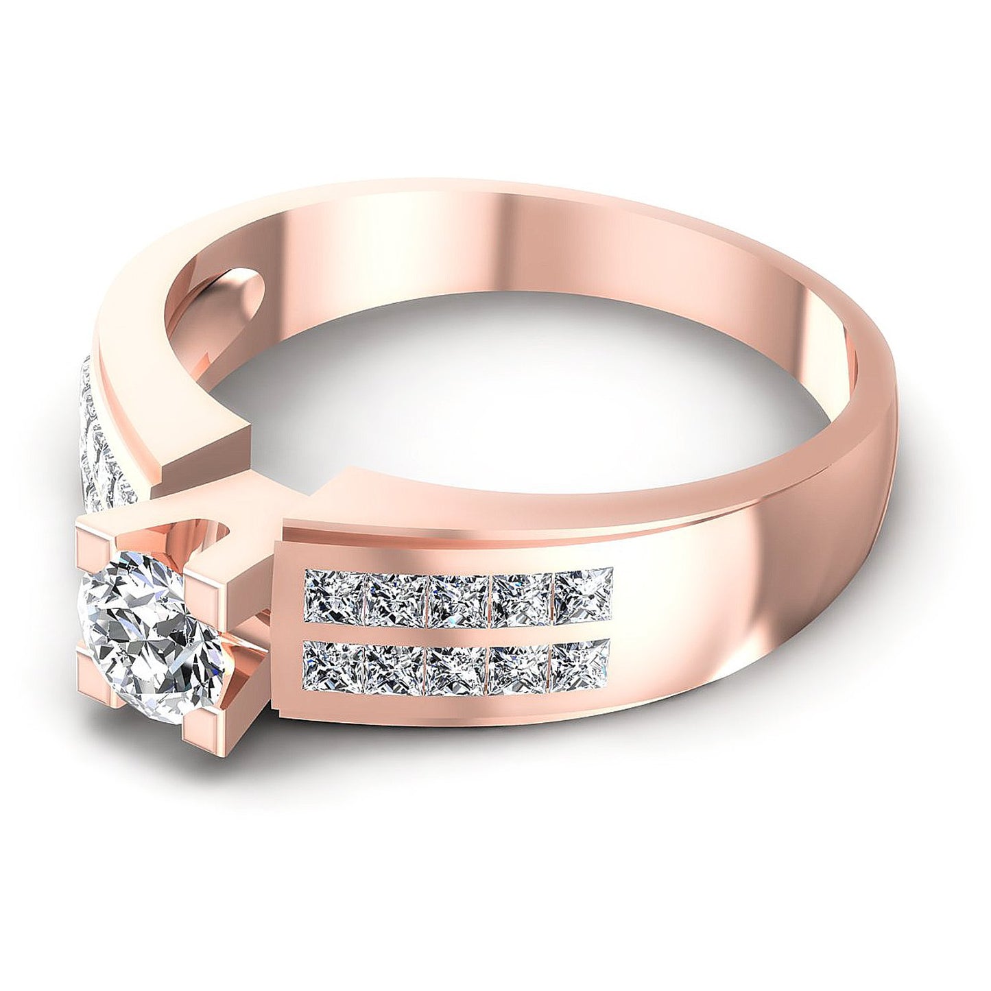 0.85CT Round And Princess Cut Diamonds Engagement Rings