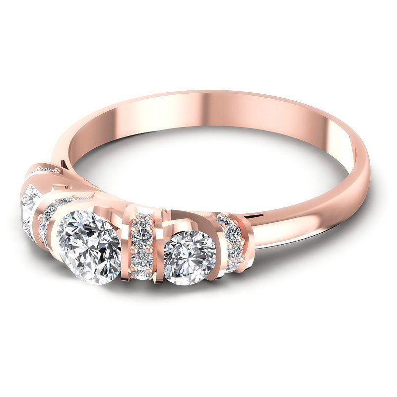 Round Diamonds 0.85CT Three Stone Ring in 18KT Rose Gold