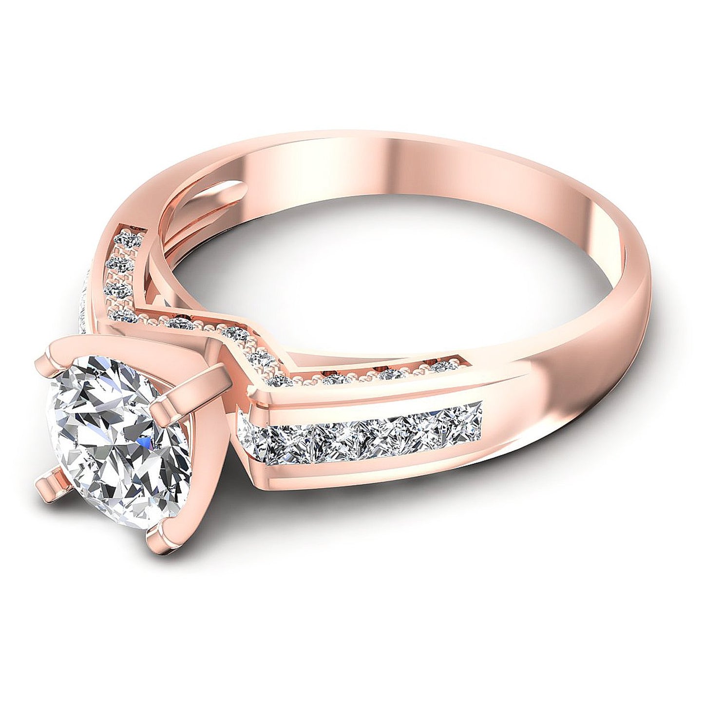 0.80CT Round And Princess Cut Diamonds Engagement Rings