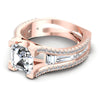 Baguette and Princess and Round Diamonds 1.80CT Engagement Ring in 18KT Rose Gold