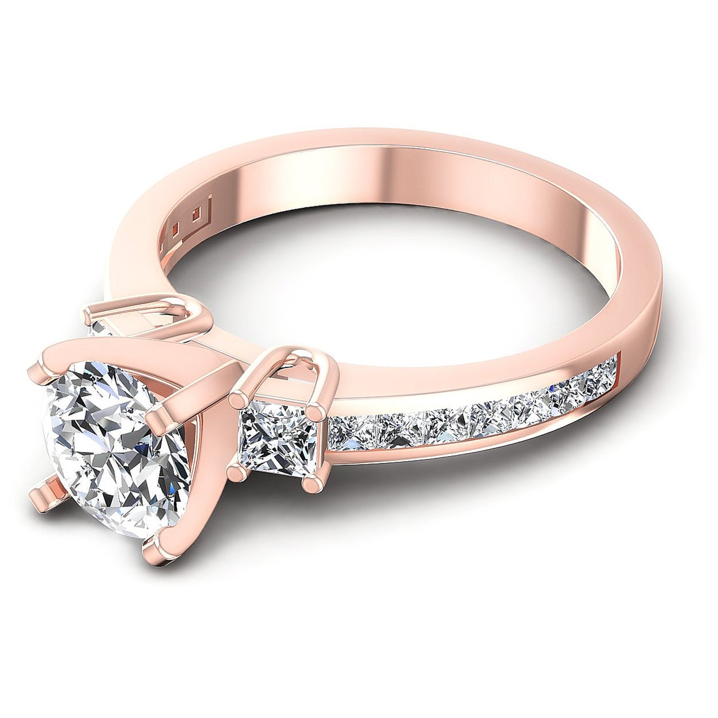 1.10CT Round And Princess Cut Diamonds Engagement Rings