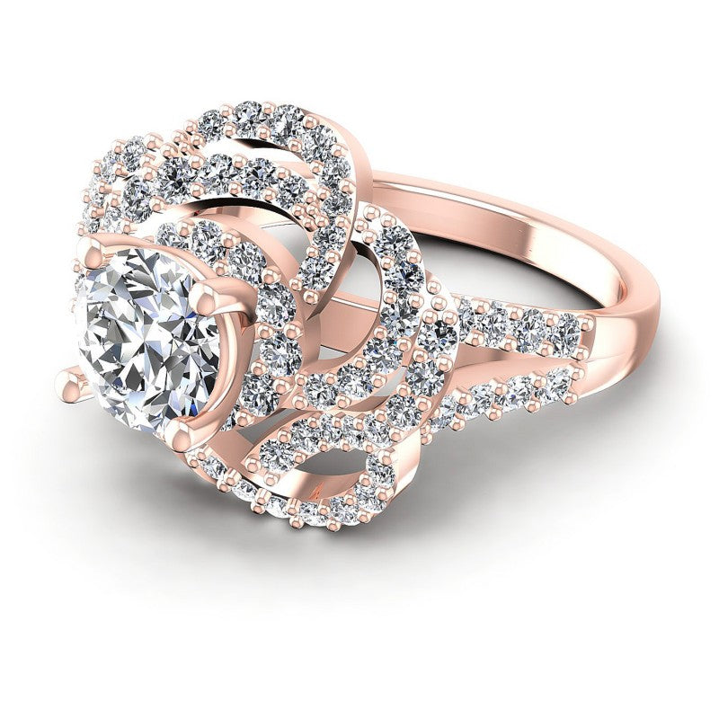 Round Diamonds 1.30CT Engagement Ring in 18KT Rose Gold